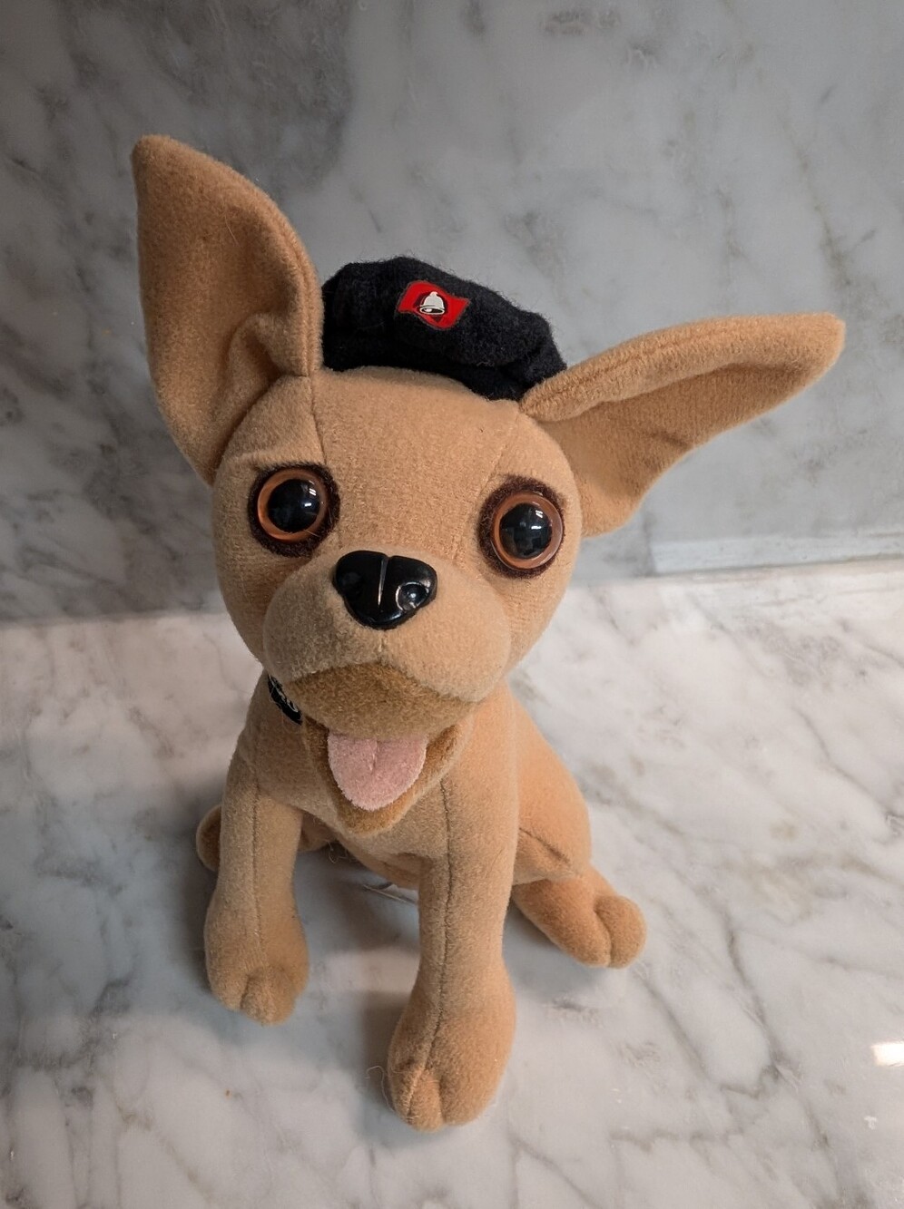 🌮 Yo Quiero Taco Bell Plush Tan Chihuahua Dog Toy Black Beret Vtg Applause 6"